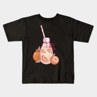 Orange drink with a straw Kids T-Shirt